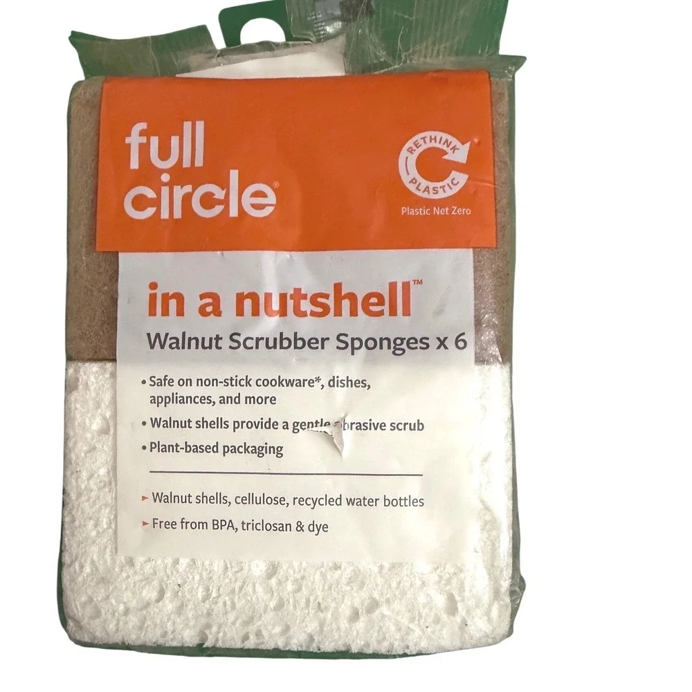 Full Circle In A Nutshell Walnut Scrubber Sponges 6 Pack FC24203‎ Eco Friendly